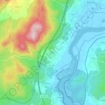 Topografische Karte Bexo, Höhe, Relief