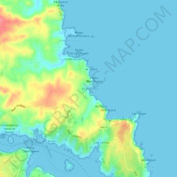 Topografische Karte es Murtar, Höhe, Relief