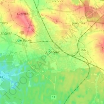 Topografische Karte Lublinitz, Höhe, Relief