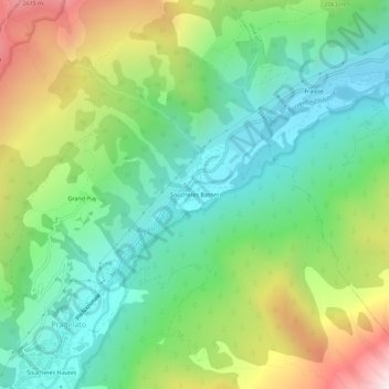 Topografische Karte Soucheres Basses, Höhe, Relief