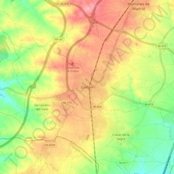 Topografische Karte Griñón, Höhe, Relief