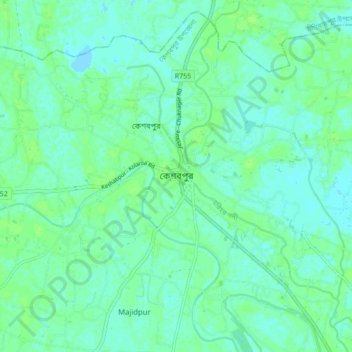 Topografische Karte Keshabpur, Höhe, Relief