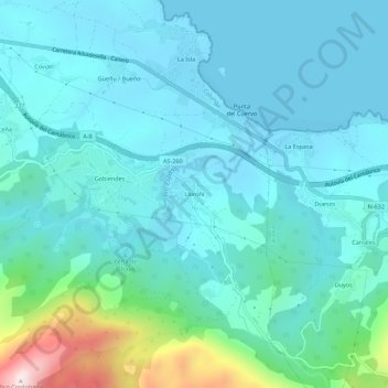 Topografische Karte Lloroñi, Höhe, Relief