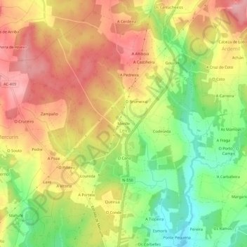 Topografische Karte Menlle, Höhe, Relief