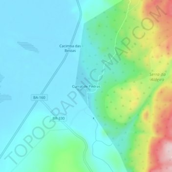 Topografische Karte Curral de Pedras, Höhe, Relief