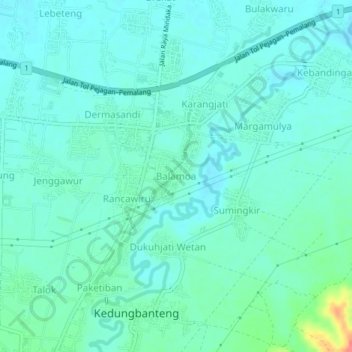 Topografische Karte Balamoa, Höhe, Relief