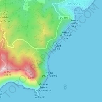 Topografische Karte La Seyne-sur-Mer, Höhe, Relief