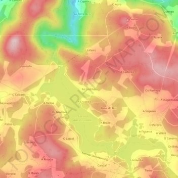 Topografische Karte As Cortiñas, Höhe, Relief