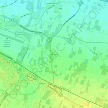Topografische Karte Villa Curta, Höhe, Relief
