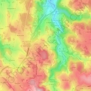 Topografische Karte Daille, Höhe, Relief