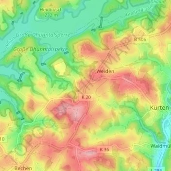 Topografische Karte Oberstockberg, Höhe, Relief