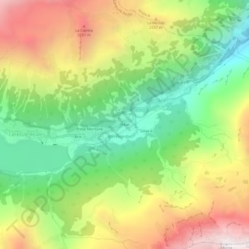 Topografische Karte Prese, Höhe, Relief