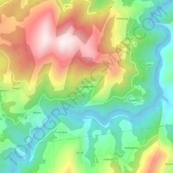 Topografische Karte Langrave, Höhe, Relief