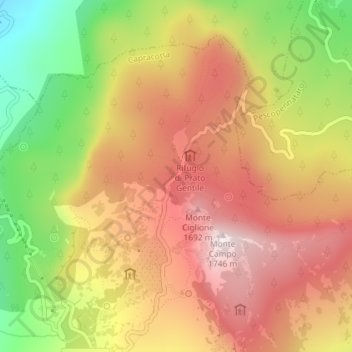 Topografische Karte Prato Gentile, Höhe, Relief