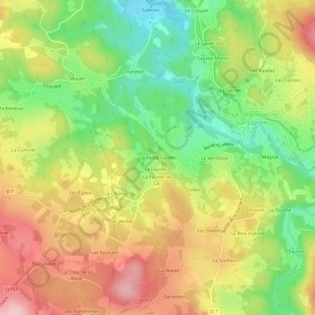 Topografische Karte La Petite Fayolle, Höhe, Relief