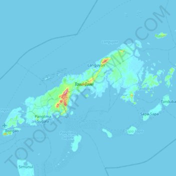 Topografische Karte Taitagan Island, Höhe, Relief
