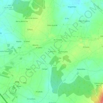 Topografische Karte A Laciana, Höhe, Relief