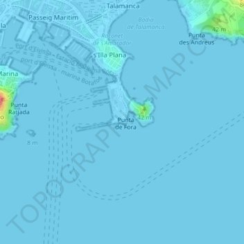 Topografische Karte Far de Botafoc, Höhe, Relief
