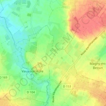 Topografische Karte Aunay, Höhe, Relief