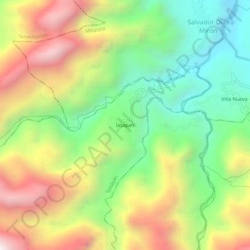 Topografische Karte Ixtapan, Höhe, Relief