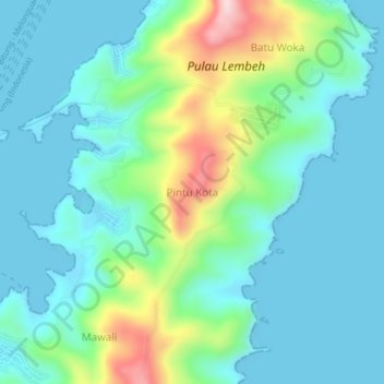 Topografische Karte Pintu Kota, Höhe, Relief