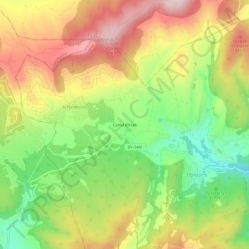 Topografische Karte Camp d'Ases, Höhe, Relief