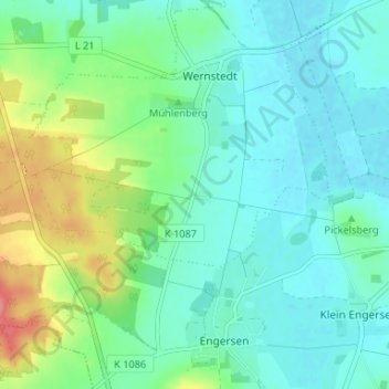 Topografische Karte Neu Wernstedt, Höhe, Relief