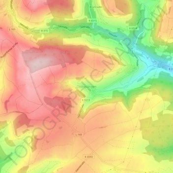 Topografische Karte Oberwangen, Höhe, Relief