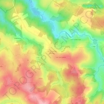 Topografische Karte Les Chaumes Mathey, Höhe, Relief