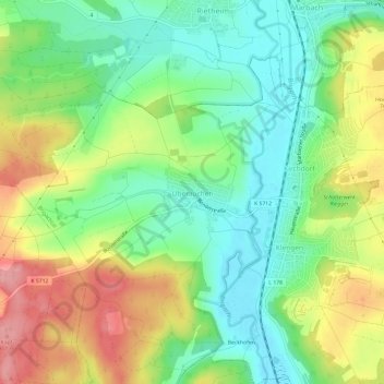 Topografische Karte Überauchen, Höhe, Relief