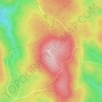 Topografische Karte Haut Folin, Höhe, Relief