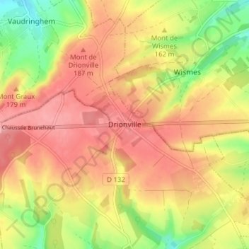 Topografische Karte Drionville, Höhe, Relief