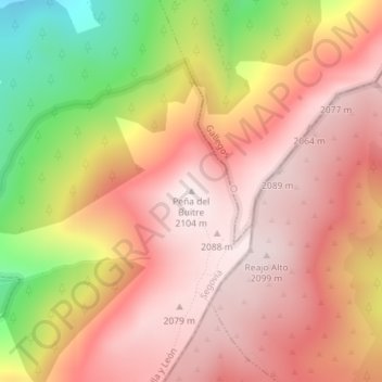 Topografische Karte Peña del Buitre, Höhe, Relief