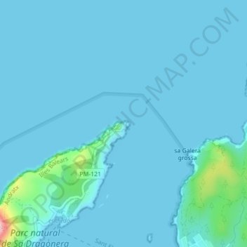 Topografische Karte Tramuntana, Höhe, Relief