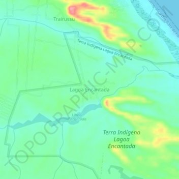 Topografische Karte Lagoa Encantada, Höhe, Relief