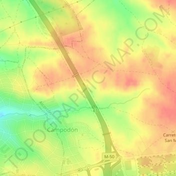 Topografische Karte Retamar de la Huerta, Höhe, Relief