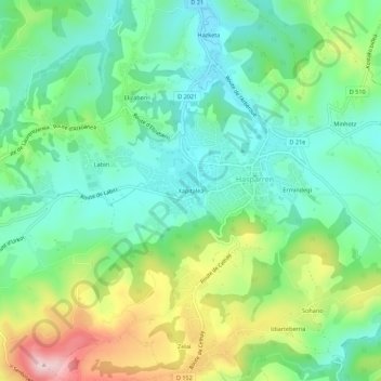 Topografische Karte Xapitalea, Höhe, Relief