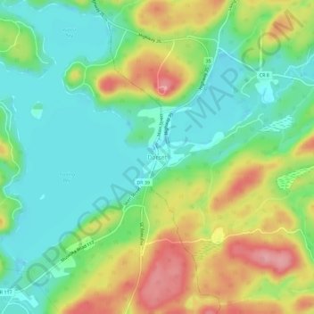 Topografische Karte Dorset, Höhe, Relief