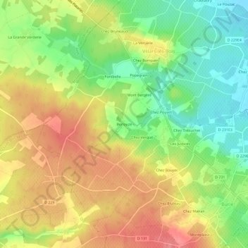 Topografische Karte Berlouze, Höhe, Relief