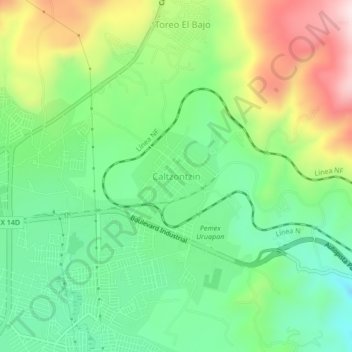 Topografische Karte Caltzontzin, Höhe, Relief