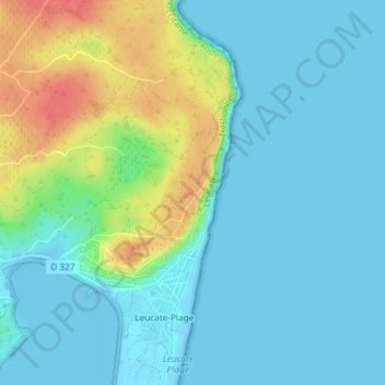 Topografische Karte Phare de Leucate, Höhe, Relief
