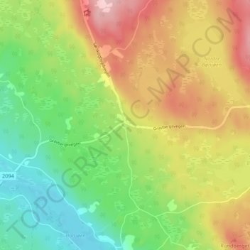 Topografische Karte Lundebyvollen, Höhe, Relief