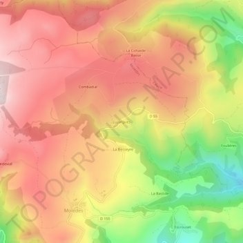 Topografische Karte Luzargues, Höhe, Relief