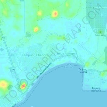 Topografische Karte Kampung Simon, Höhe, Relief