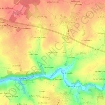 Topografische Karte La Poissonnière, Höhe, Relief