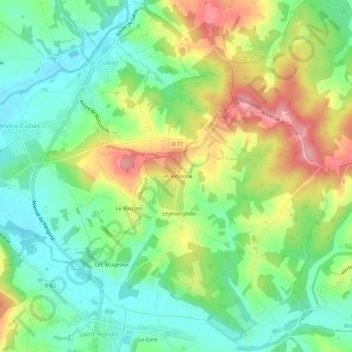 Topografische Karte Les Vidaloux, Höhe, Relief