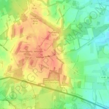 Topografische Karte Lönsberg, Höhe, Relief