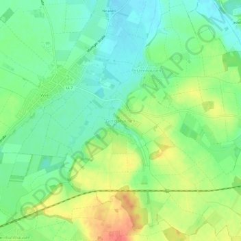 Topografische Karte Geretshausen, Höhe, Relief