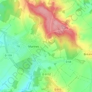 Topografische Karte La Levrière, Höhe, Relief