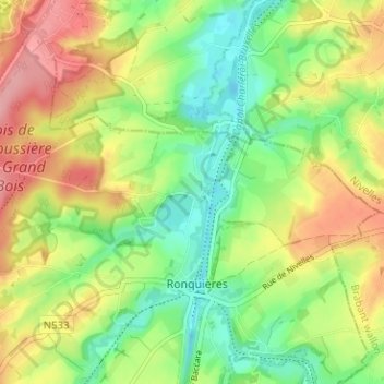 Topografische Karte Pied d'Eau, Höhe, Relief